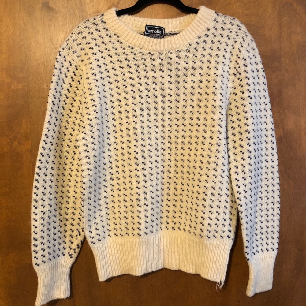BERNETTE Vintage Grandpa-Style Wool Blend Sweater
